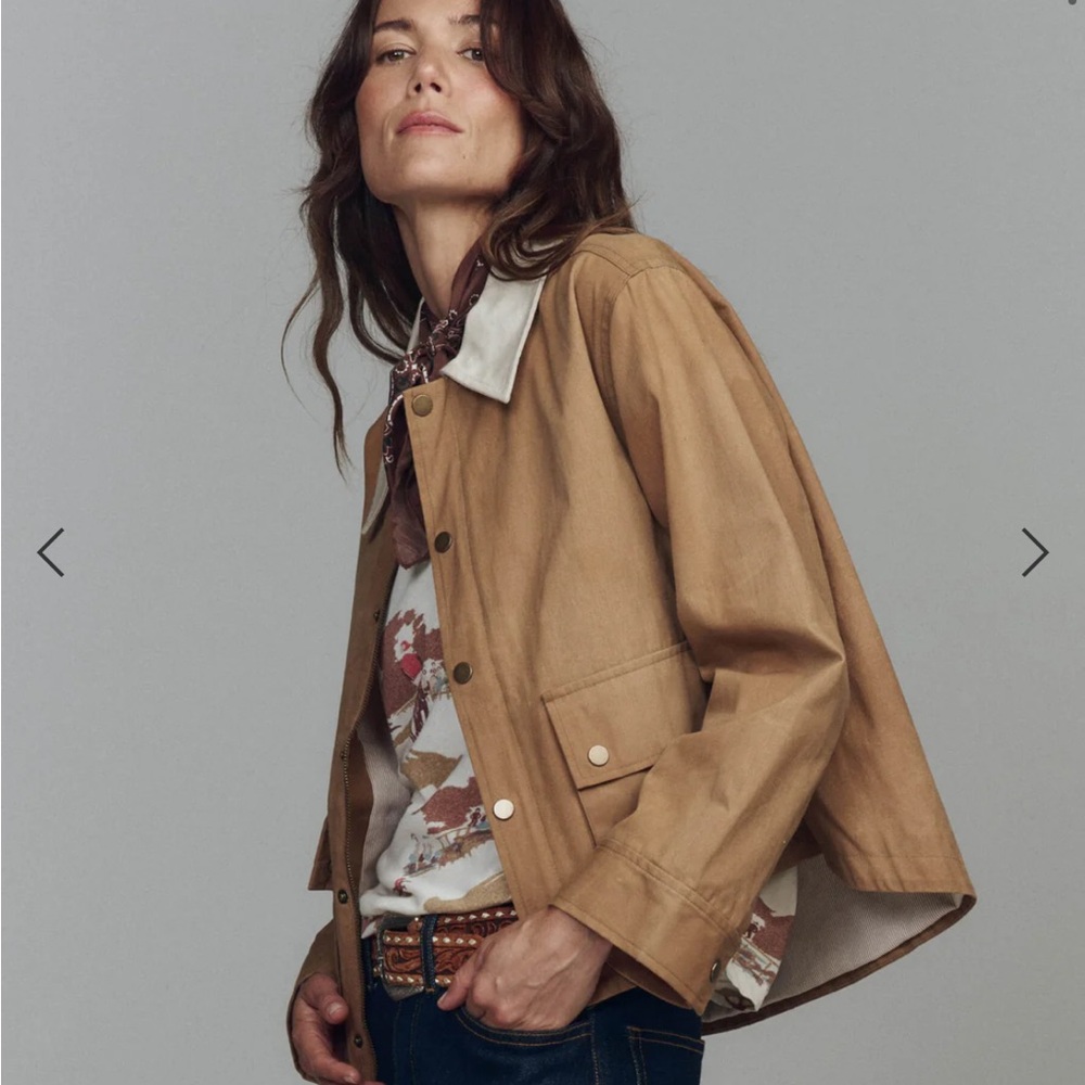 The Great. The Waxed Swingy Jacket in Walnut. Size 2.